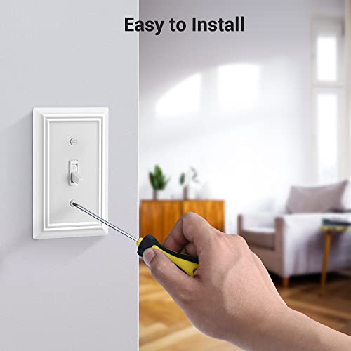 DEWENWILS 4-Pack Toggle Wallplate, Metal Light Switch Covers with White Finish, Heavy Duty Face Plates - Image 4