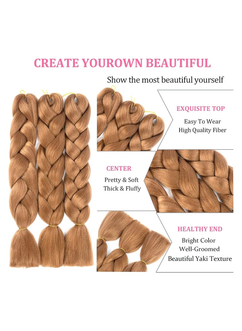 Estelle African braids Hair Extension,Crochet Braiding Hair Extensions Synthetic Braiding Hair High Temperature Synthetic Fiber Yaki Jumbo Braiding Hair (color8 / 3 pcs)  - Image 4