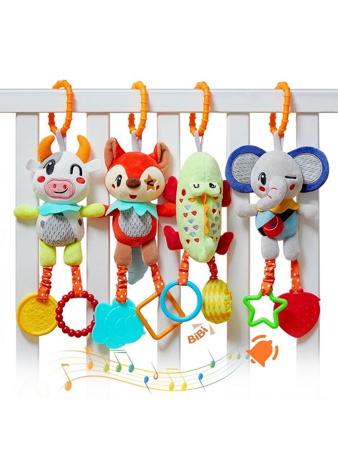 TUMAMA 4 Pack Baby Toys For 0 3 6 9 12 Months, Hanging Crib Toys For Newborn Infant Development, Car Seat Stroller Soft Plush Rattles Toy For Babies - Image 1