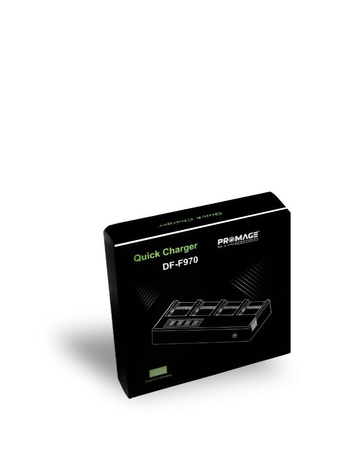 PROMAGE Quad Battery Charger for F570/F770/F970 – Fast Charging with LCD Display, USB-C & DC Input, 4 Independent Slots - Image 4