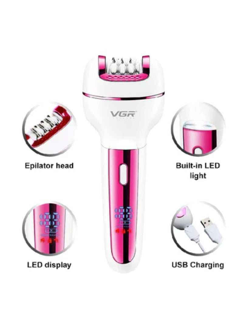 VGR V-732 Multi-Functional 3-In-1 Professional Electric Rechargeable Ladies Epilator Multicolor - Image 4