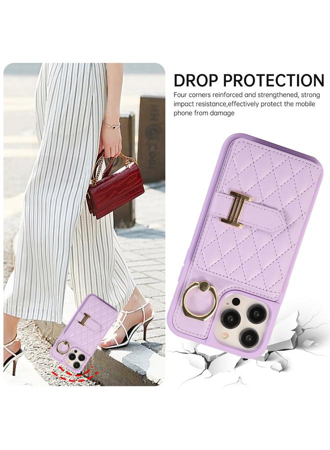 زبون حافظة لهاتف iPhone 13 مع حامل بطاقات أفقي وحلقة وحزام مزدوج - Image 4