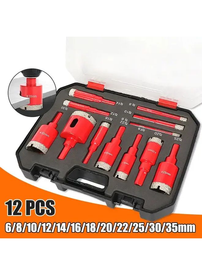 12 Pcs Diamond Coated Drill Bits Set 6 35mm For Wood Dry And Wet Applications - Image 2