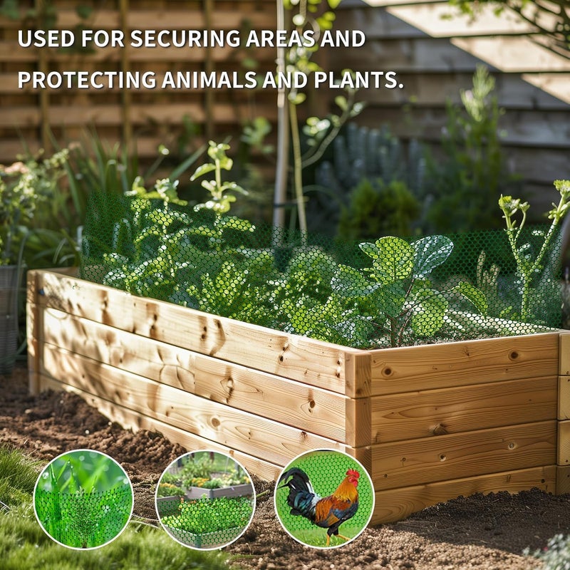 ANHAN Green Chicken Wire Mesh Fence Roll 15.7in x 16.4ft,Plastic Garden mesh Sheet Plant Barrier Netting Temporary Fencing for Poultry Netting Fence Dogs, Rabbit, Animal Floral Net Protection - Image 5