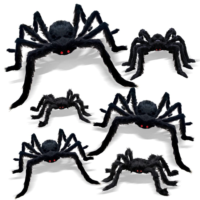 CH HAICHENG 6 Pcs Halloween Spiders Decorations Giant Hairy Spiders Halloween Decorations Indoor Outdoor Decor
