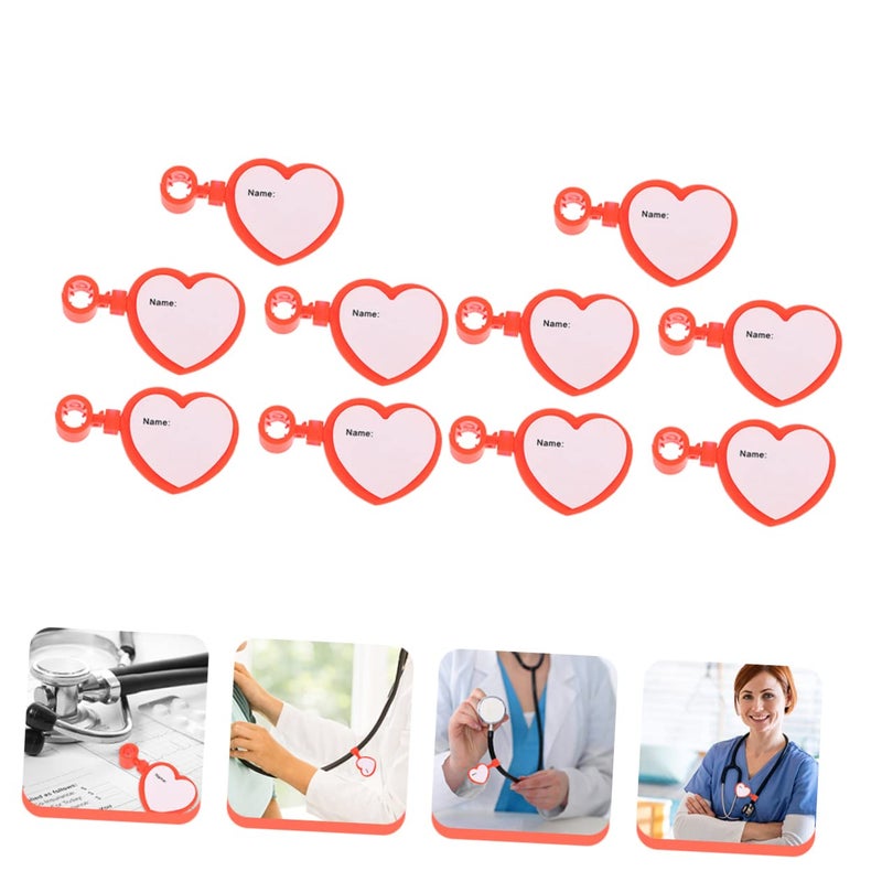 Plastic Name Tag Holder Clip Card ID Identification Tube Replacement Red 10 Pieces - Image 3