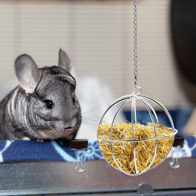 5pcs Rabbit Hay Feeder Ball: Metal Hanging Grass Dispenser for Small Pets - Bunny Chinchilla Guinea Pig Hay Feeding Ball for Clean Organized Pet Cages - Image 5