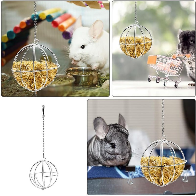 5pcs Rabbit Hay Feeder Ball: Metal Hanging Grass Dispenser for Small Pets - Bunny Chinchilla Guinea Pig Hay Feeding Ball for Clean Organized Pet Cages - Image 3