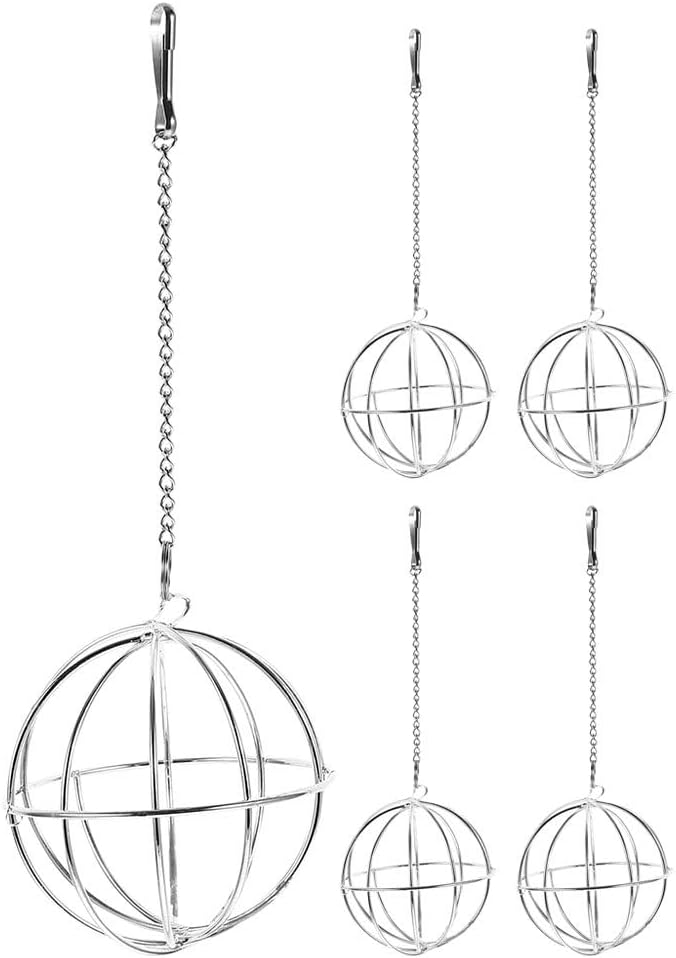 5pcs Rabbit Hay Feeder Ball: Metal Hanging Grass Dispenser for Small Pets - Bunny Chinchilla Guinea Pig Hay Feeding Ball for Clean Organized Pet Cages - Image 1