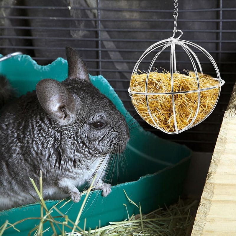 5pcs Rabbit Hay Feeder Ball: Metal Hanging Grass Dispenser for Small Pets - Bunny Chinchilla Guinea Pig Hay Feeding Ball for Clean Organized Pet Cages - Image 4