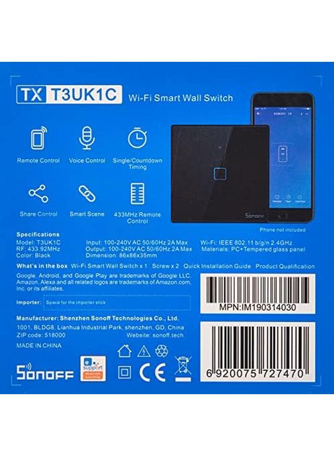 SONOFF Tx T3Uk1C Tx 86 1 Gang Way Smart Wifi Switch Rf433 Remote Control For Alexa Google Home Uk Plug Black - Image 4