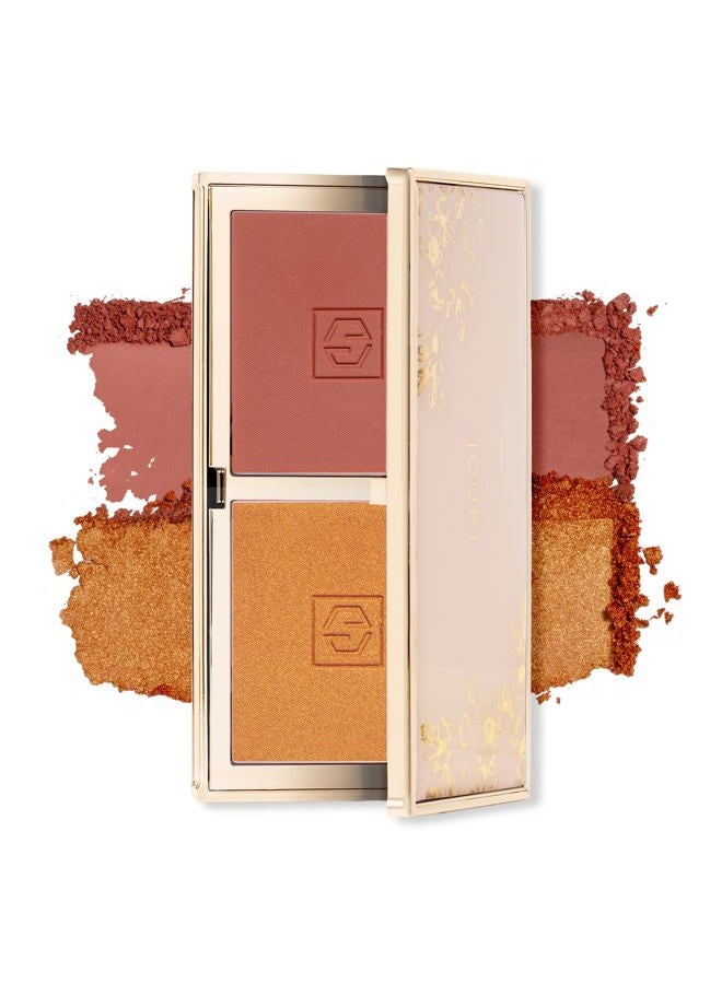 Jouer ثنائي باقة أحمر الخدود 2 لون لوحة أحمر خدود مسحوق عالي الصبغة توهج طبيعي مستحضرات تجميل فيتامين E خالية من التلك والبارابين والغلوتين وخالية من القسوة - Image 1