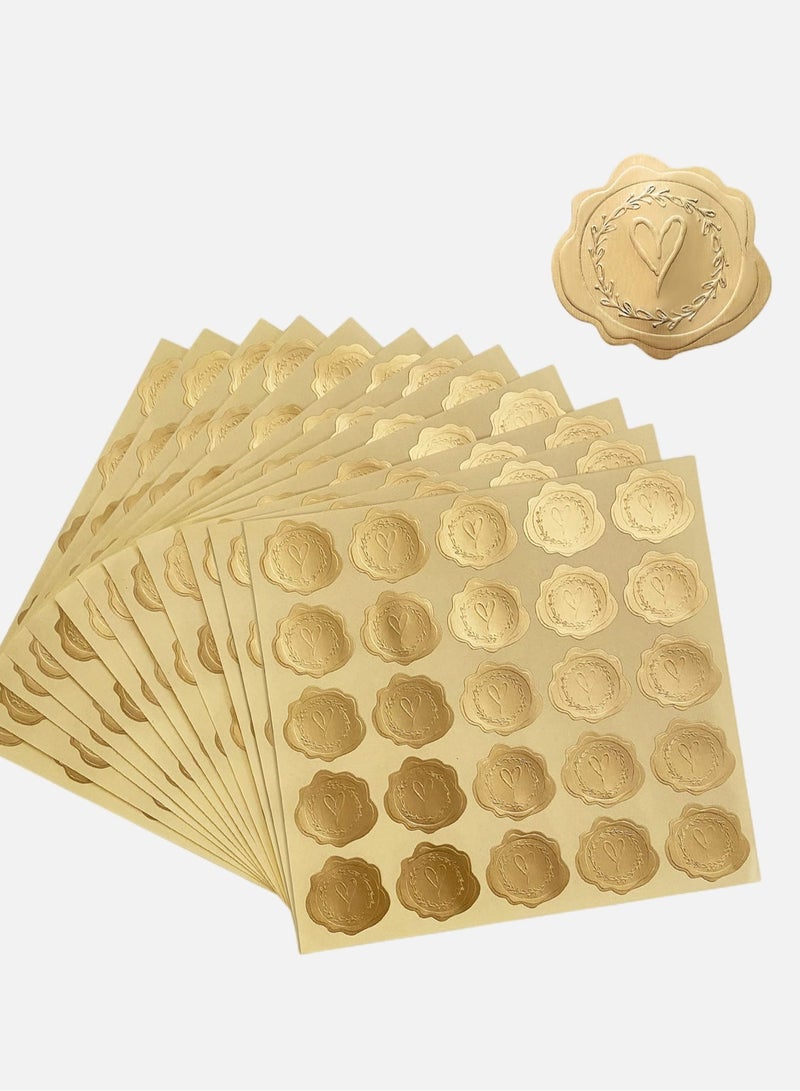 300pcs Gold Embossed Wax Seal Looking Heart Envelope Seals for Wedding Invitations/Greeting Cards/Party Favors, Self-Adhesive - Image 4