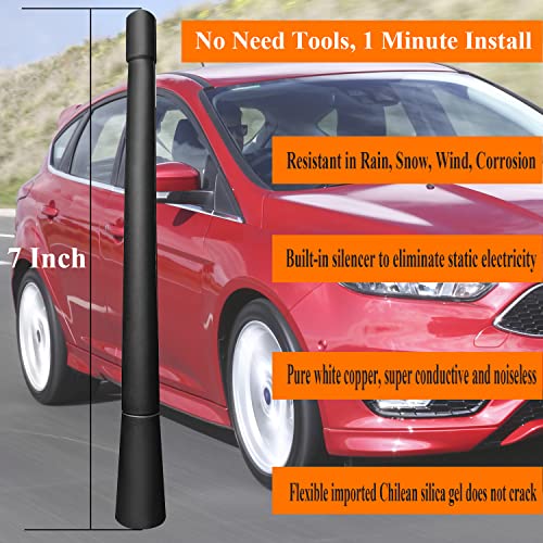 RooFox 7 Inch Antenna Replacement for Ford Focus (2008-2018), Ford Focus Antenna, Flexible Rubber Antenna Mast - Image 2
