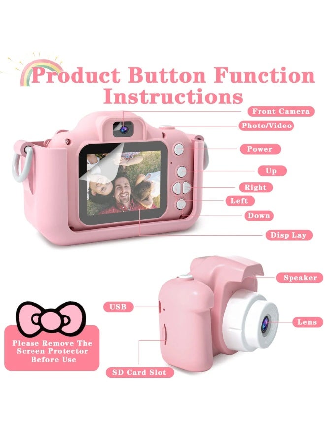 MANAM TRADING Kids Camera 1080P HD Digital Video Camera Toy for 3-12 Year Old Boys Girls Birthday Festival Gifts for Kids USB Rechargeable Kids Selfie Camera(Pink) - Image 3