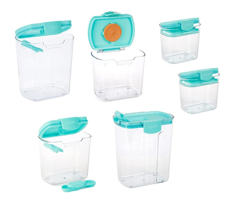 Progressive ProKeeper Bakers Airtight Kitchen Storage Canister Container Set for Flour Sugar  More Keeps Ingredients Fresh with Accessories Turquoise 6 Piece