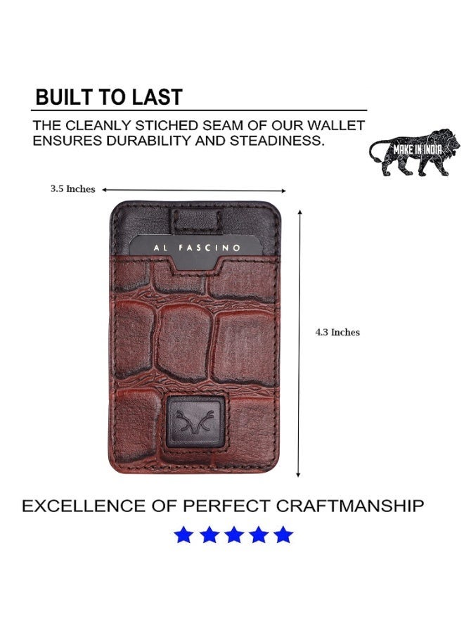 AL FASCINO Leather Credit Card Holder -Slim Minimalist Front Pocket RFID Wallet for Men Leather Wallets for Men  (Brown) - Image 3