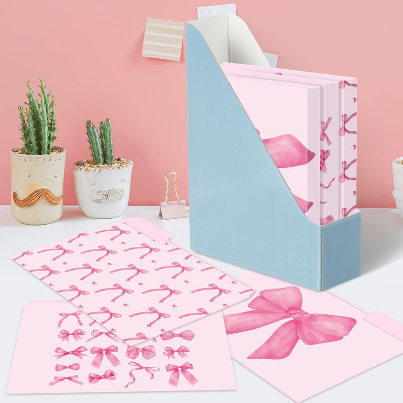 Xqumoi 12Pcs Coquette Pink Bow File Folders, Letter Size Bowknot Decorative File Pockets with 1/3 Cut Tab Pretty Colored Folders for Office Home Classroom Supplies Documents Paper, 8.9 x 11.6 Inch - Image 5