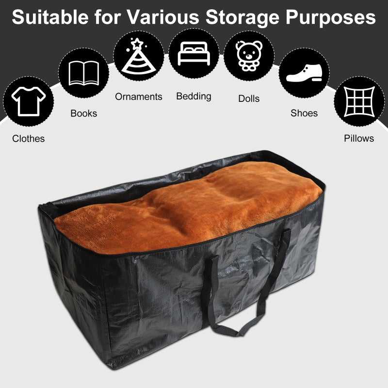 Demao Black Large Moving Bags-6 Pack,Heavy Duty Storage Bag with Handles & Zippers,Foldable Moving Tote Storage Boxs for Clothes,Relocation,College Dorm & Travel Storage-Moving Essentials - Image 5