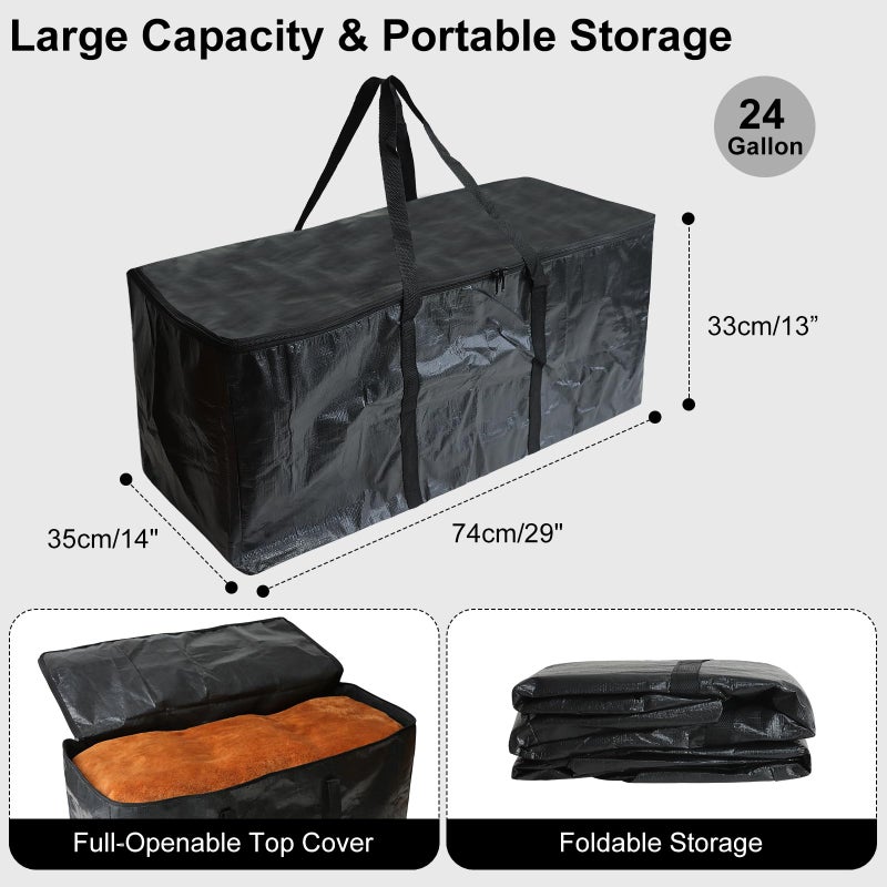 Demao Black Large Moving Bags-6 Pack,Heavy Duty Storage Bag with Handles & Zippers,Foldable Moving Tote Storage Boxs for Clothes,Relocation,College Dorm & Travel Storage-Moving Essentials - Image 2