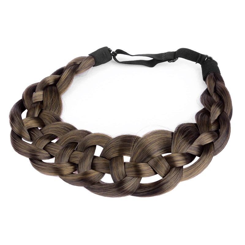 DIGUAN Hollow out Synthetic Hair Braided Headband Hairpiece Women Girl Beauty accessory for Women Dark Brown