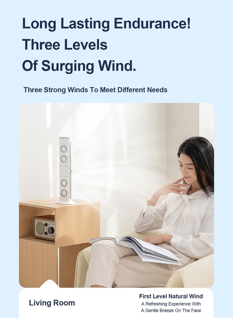ET-LIFE 3 Speeds Desktop Tower Fans, Screen Hanging Fan Cooling Fan Quiet Cooling, Portable Bladeless Fan for Bedroom Home Office Desktop WT-F60 White  - Image 3
