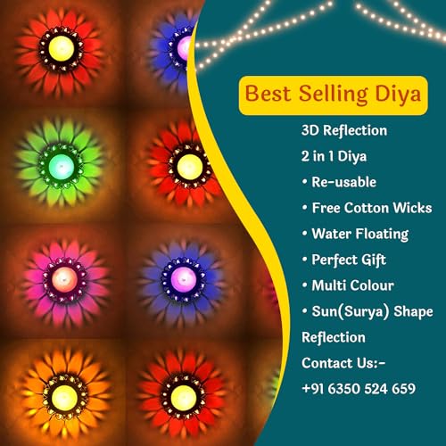CraftVatika Reusable 3D Reflection Plastic Diwali Oil Diya Deepak Decorations Items Set of 36 - Image 2