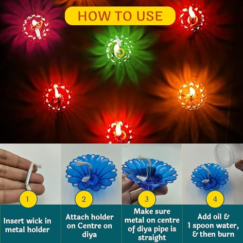 CraftVatika Reusable 3D Reflection Plastic Diwali Oil Diya Deepak Decorations Items Set of 36 - Image 3