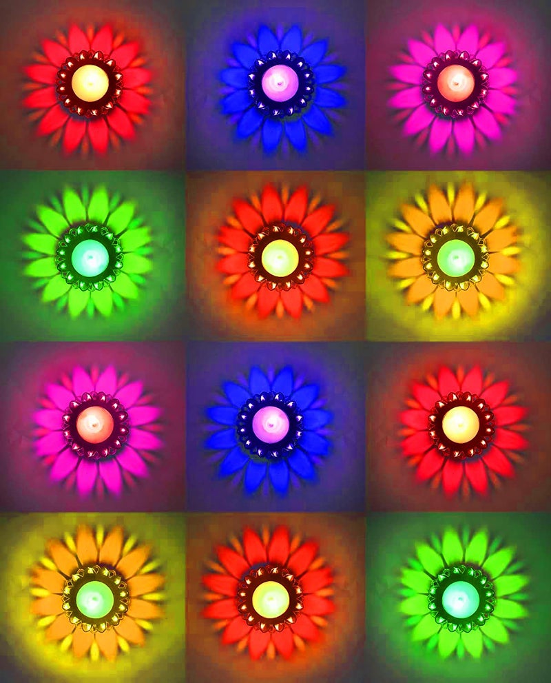 CraftVatika Reusable 3D Reflection Plastic Diwali Oil Diya Deepak Decorations Items Set of 36 - Image 1