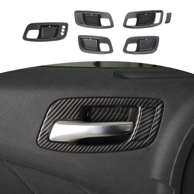 RT-TCZ RTTCZ for Charger Inner Door Handle Cover Trim Bowl for Chrysler 300C 2015Present for Dodge Charger 2011Present Black Carbon Fiber Grain Interior Accessories 5pcs - Image 2