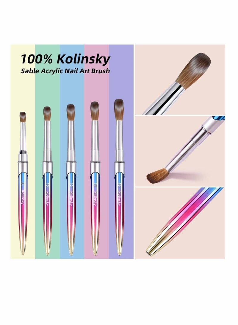SYOSI Nail Art Brush Carved Painted Nail Polish Brush Professional Acrylic Nail Pen Colorful Pure Handmade Makeup Brush with Cap - Image 2