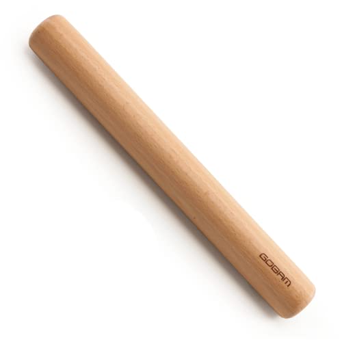 GOBAM Wood Rolling Pin, Medium - Dough Roller for Pasta, Cookies, Pie, Pizza, Chapati, Fondant, Rolling Pins for Baking, Bread Making Tools and Supplies - 13 x 1.38 Inches - Image 1