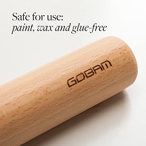 GOBAM Wood Rolling Pin, Medium - Dough Roller for Pasta, Cookies, Pie, Pizza, Chapati, Fondant, Rolling Pins for Baking, Bread Making Tools and Supplies - 13 x 1.38 Inches - Image 5