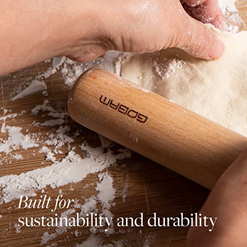 GOBAM Wood Rolling Pin, Medium - Dough Roller for Pasta, Cookies, Pie, Pizza, Chapati, Fondant, Rolling Pins for Baking, Bread Making Tools and Supplies - 13 x 1.38 Inches - Image 4
