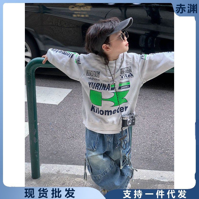 Autum Kidsren'S Jeans Niche Trendy Multi-Flap Pocket Pants Zipper Denim Pants For Boys And Girls - Image 5