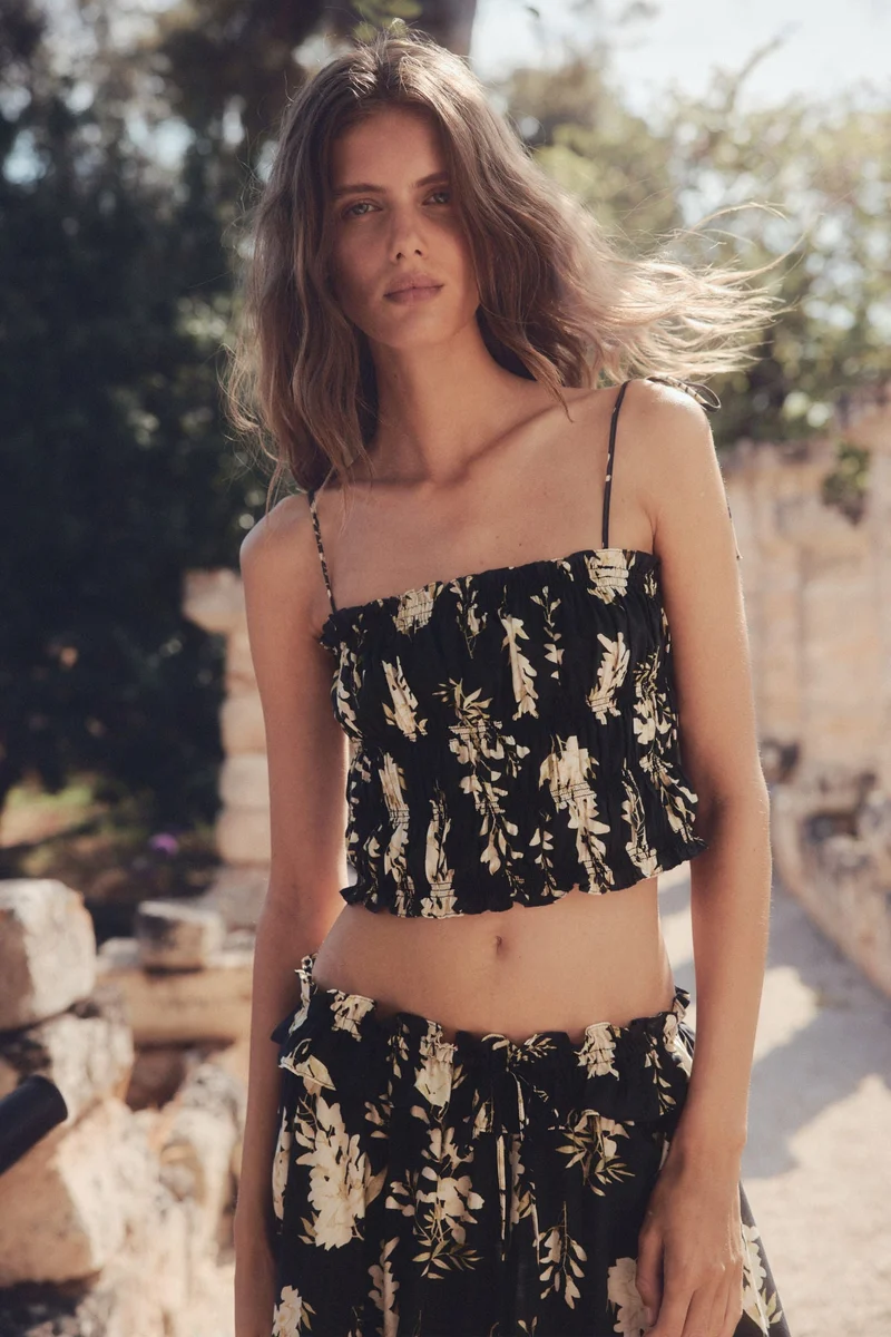 H&M Tie-strap smocked top