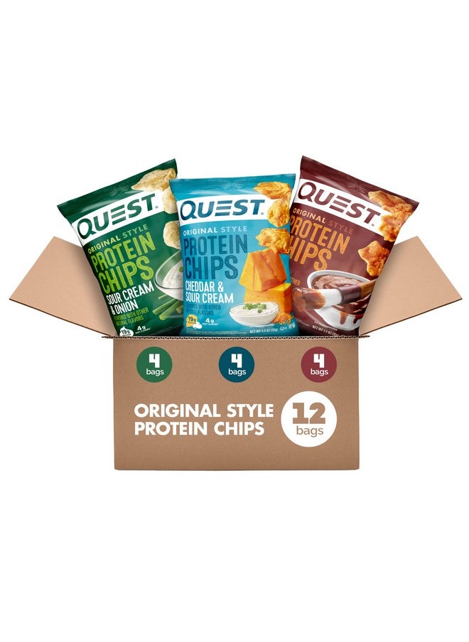 QUEST NUTRITION Quest Nutrition Protein Chips Variety Pack, BBQ, Cheddar & Sour Cream, Sour Cream & Onion, High Protein, Low Carb, 1.1 oz (Pack of 12)  - Image 1
