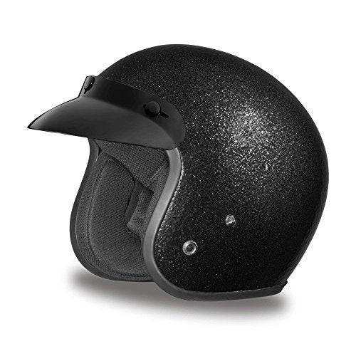 Daytona Helmets Daytona Cruiser Helmet Black Metal Flake Lightweight 34 Shell Motorcycle Helmet with Removable Gloss Black Bubble Visor Added Bluetooth Compatible 2XL 245 Pounds - Image 1