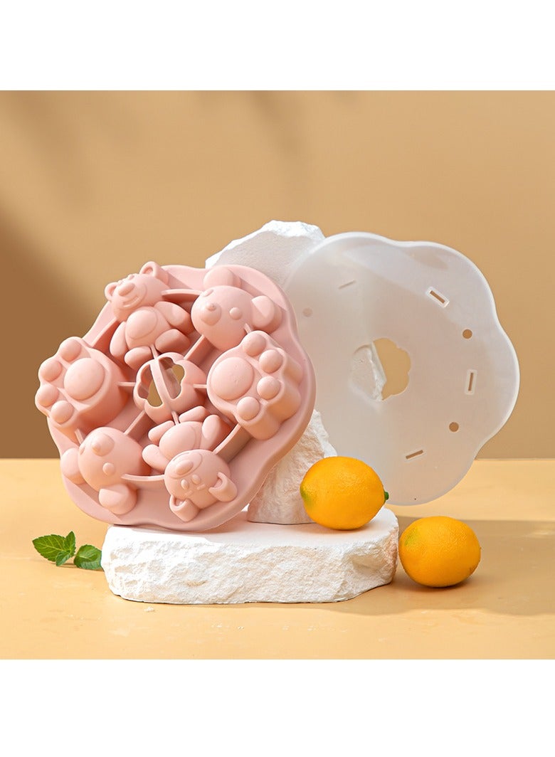 Cat's paw silicone steamed pastry heart mold baby food baby baking tools household can be steamed silicone mold pink