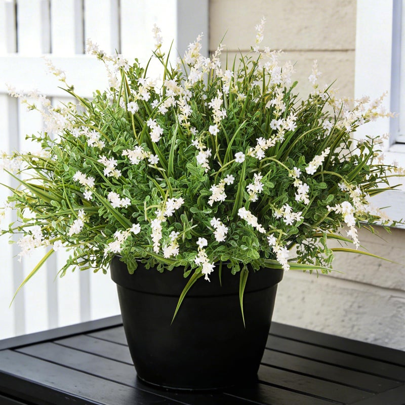 Hrobek Outdoor Faux Plants UV Resistant - 12 Bouquets Realistic Artificial Monkey Grass Greenery for Patio Garden Front Porch Decor Weatherproof Fake Plants for Outside - Image 1