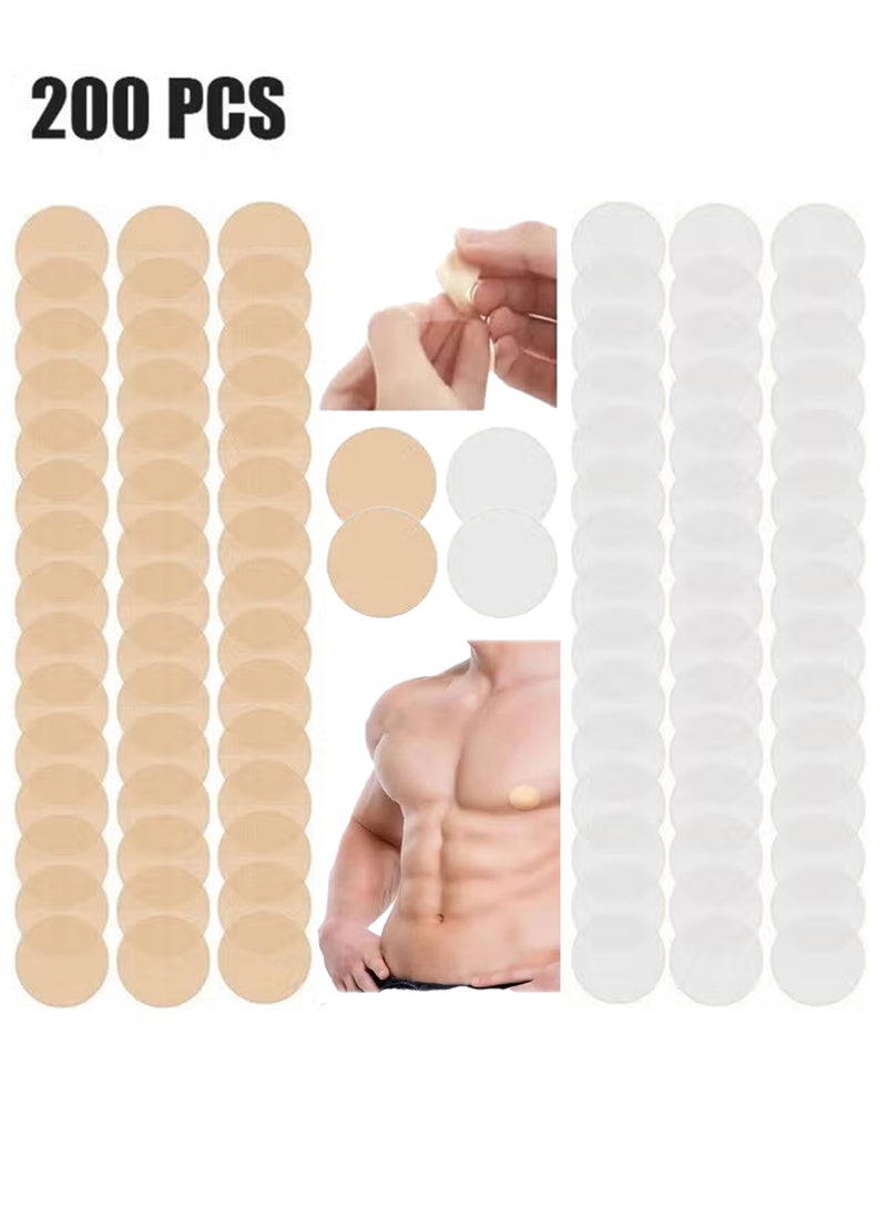 200-Pieces Disposable Self-adhesive Nipple Protection Stickers For Men, Mens Tape Pasties Patch Nipple Covers Nipple Patch Anti Chafing Nip Protector(Beige/ White) - Image 1
