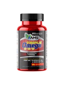 America Medic & Science Omega 3-6-9 (90 Softgels) | Dietary Supplement for Men and Women | Omega Fatty Acids for Better Heart Health | With Fish Oil, EPA, DHA, Flaxseed Oil, and Evening Primrose Oil  - Image 1