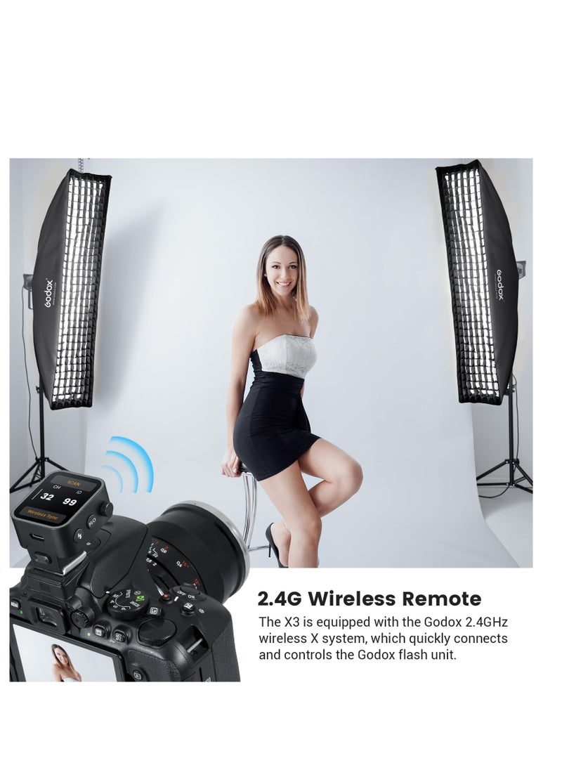 Excefore - Godox X3-S TTL Wireless Flash Trigger for Sony Camera, OLED Touchscreen Flash Transmitter, 1/8000s HSS TTL TCM Function, Built-in Battery Support Quick Charge, for Sony A7IV A7C A7M4 A7R A7RIII - Image 1