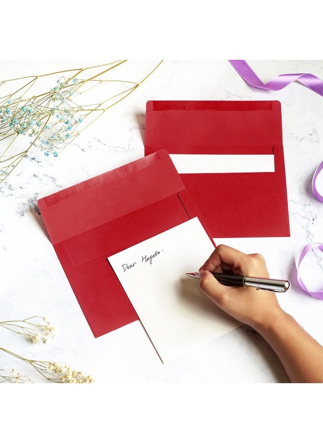 MATICAN - Invitation Envelopes 100Pack 5X7 Envelopes A7 Envelopes For Invitations Red 5 1/4 X 7 1/4 Inches - Image 1