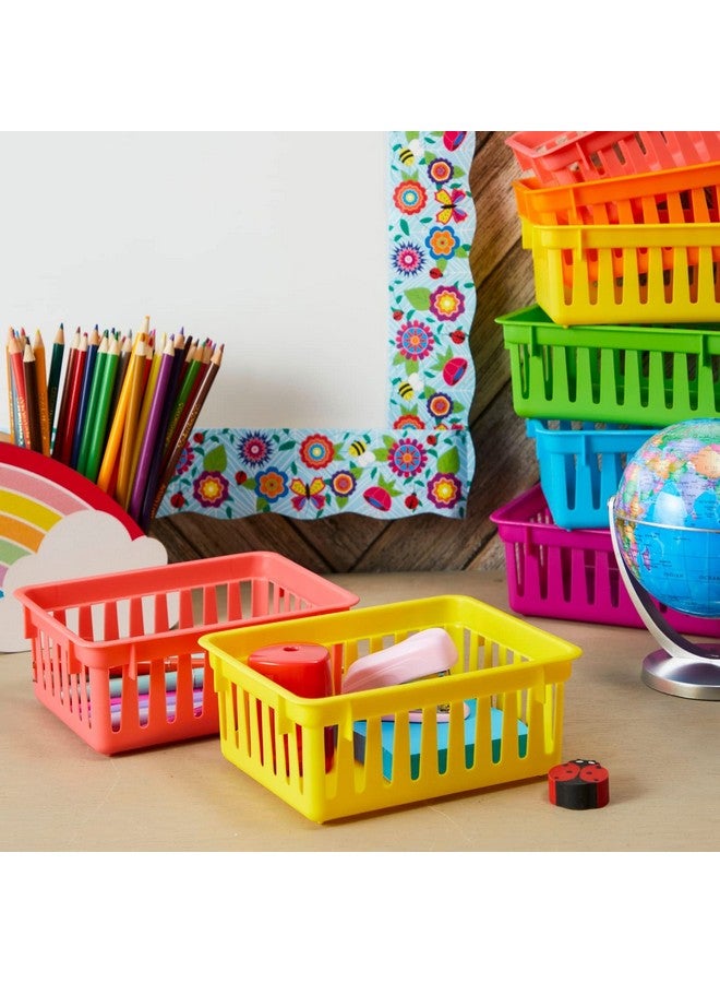 Bright Creations 12 Pack Small Plastic Classroom Storage Bins for Organization School Supplies 6 Colors (6.1x4.8 in) - Small Plastic Storage Bins - Plastic Baskets for Organizing - Colorful Bins - Image 4