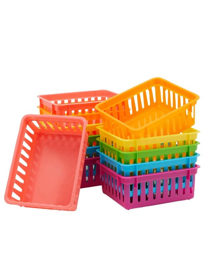 Bright Creations 12 Pack Small Plastic Classroom Storage Bins for Organization School Supplies 6 Colors (6.1x4.8 in) - Small Plastic Storage Bins - Plastic Baskets for Organizing - Colorful Bins - Image 1