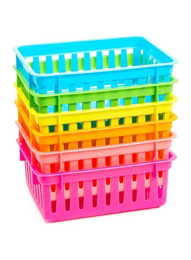 Bright Creations 12 Pack Small Plastic Classroom Storage Bins for Organization School Supplies 6 Colors (6.1x4.8 in) - Small Plastic Storage Bins - Plastic Baskets for Organizing - Colorful Bins - Image 5