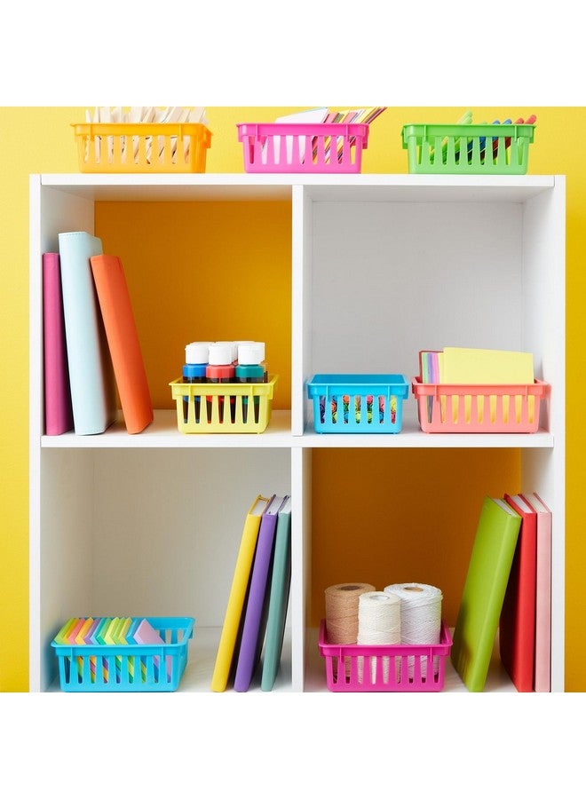 Bright Creations 12 Pack Small Plastic Classroom Storage Bins for Organization School Supplies 6 Colors (6.1x4.8 in) - Small Plastic Storage Bins - Plastic Baskets for Organizing - Colorful Bins - Image 3