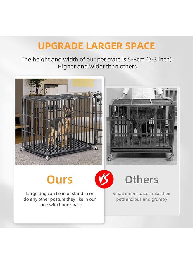 Generic - Wisfor Heavy Duty Dog Crate: 46 inch Extra Large Pet Cage on Wheels with Tear Resistant Square Tube - Metal Military Puppy Kennel with 2 Prevent Escape Lock and Tray XXL - Image 1