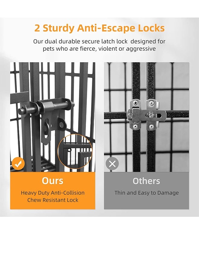 Generic - Wisfor Heavy Duty Dog Crate: 46 inch Extra Large Pet Cage on Wheels with Tear Resistant Square Tube - Metal Military Puppy Kennel with 2 Prevent Escape Lock and Tray XXL - Image 1